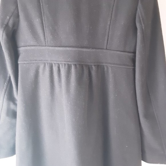 Stile Benetton Black Mid-length Wool Pea Coat Jacket | Size XS / Small - Picture 9 of 12